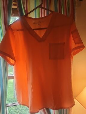 Womens V-Neck Short Sleeve Scrub Top in Bright Orange